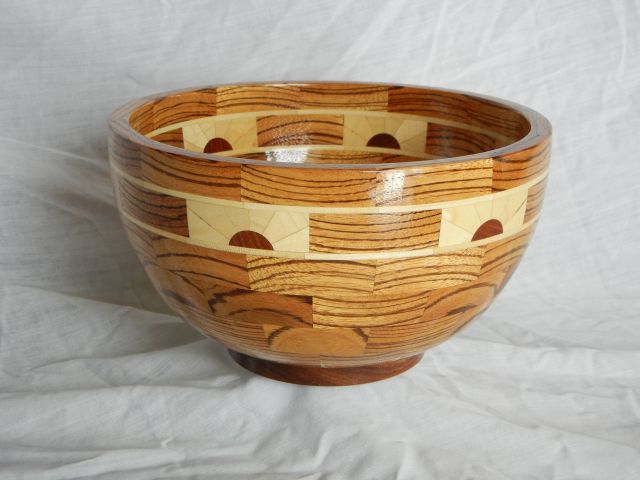 Zebra Wood bowl with Sunrise feature ring
