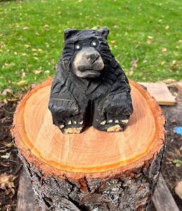 Kyle Hall bear carving